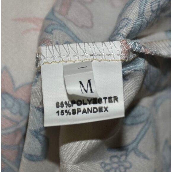 NWT Women M Tunic Blouse Shirt Colorful Peacock Print Loose Button Up Collarless - Picture 14 of 15